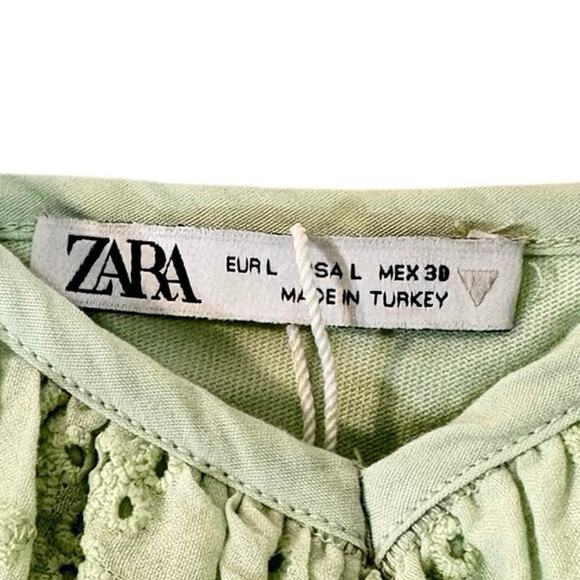 Zara Eyelet Lace Maxi Dress in Green Size Large - Picture 5 of 7